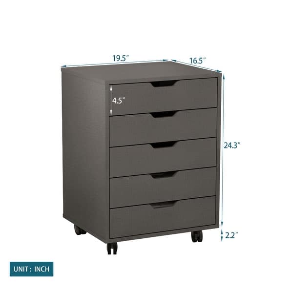 Moveable file cabinet with 5 drawers
