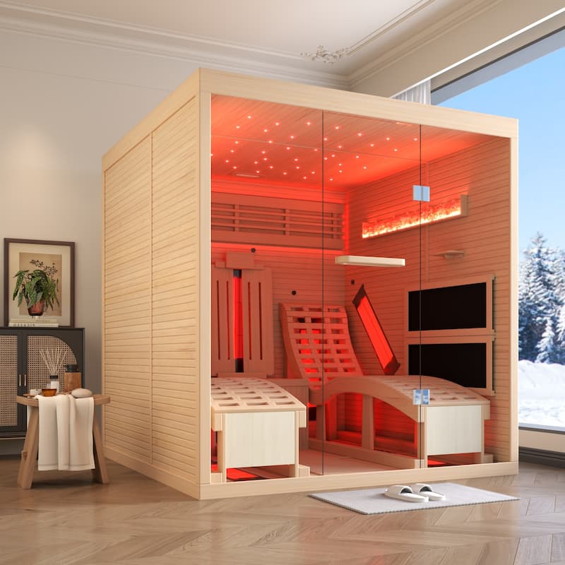 Infrared Sauna up to 4 Person with 15 Minutes Warm-up Heater Tube & Carbon Plate - 2 Person - Recline