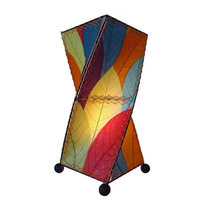 Eangee Handmade Twist Table Lamp, Cocoa Leaves Shade, 8 x 8 x 18 in.