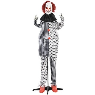 6' Life Size Outdoor Halloween Sound and Motion Activated Animatronic Circus Clown with Light Up Eyes, Talking & Laughter