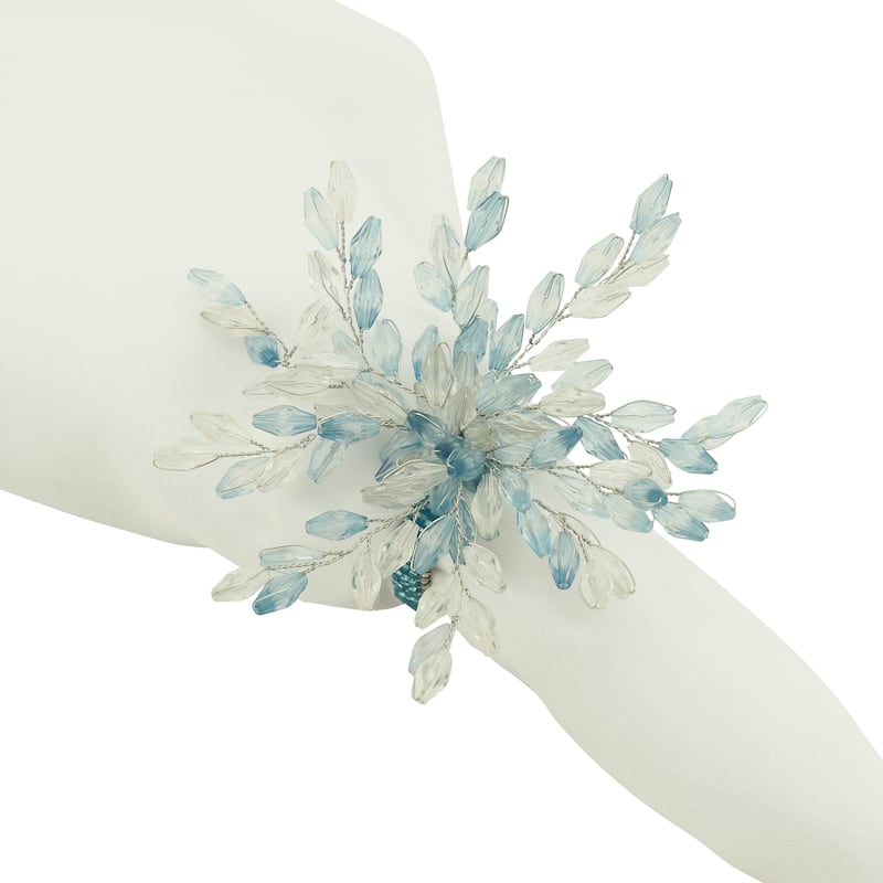 Napkin Rings With Beaded Flower Design (Set of 4)