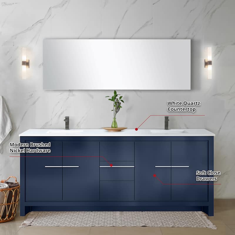 Lafarre Bath Vanity with Quartz Top, Sink, Mirror and Chrome Faucet