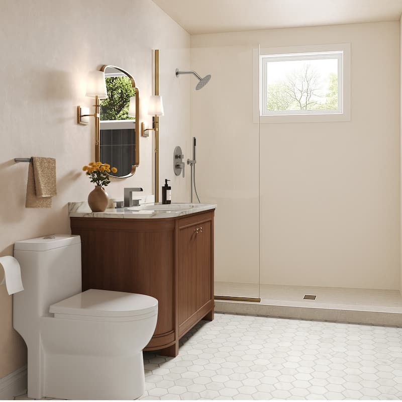 GRANDJOY Dual Shower Kit with Round Rainfall Head and Hand Shower, Lever Control Valve