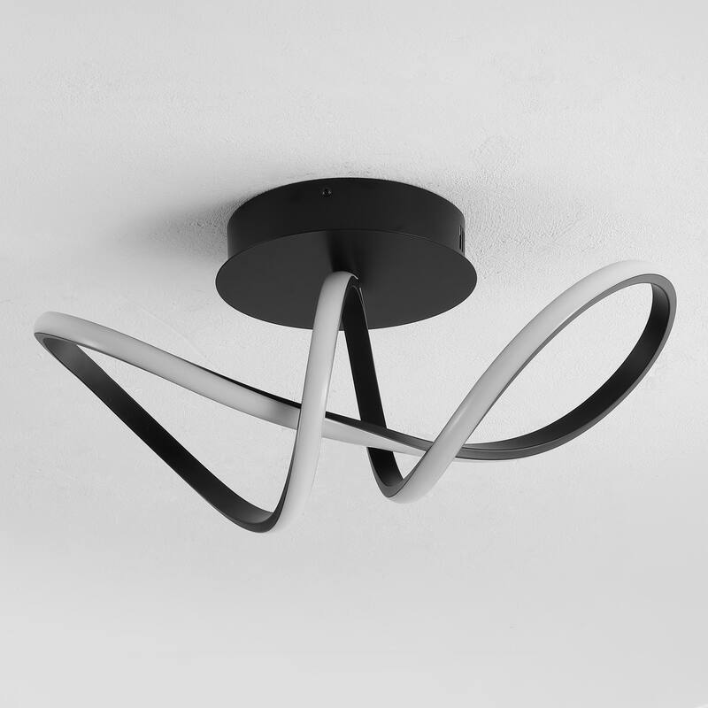 Euphoria 19.5" 1-Light Modern Minimalist Aluminum Loop Integrated LED Semi Flush Mount, by JONATHAN Y - 19.50