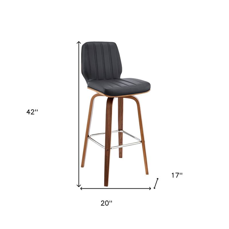 Faux Leather Swivel Bar Chair with Iron Frame and Round Seat