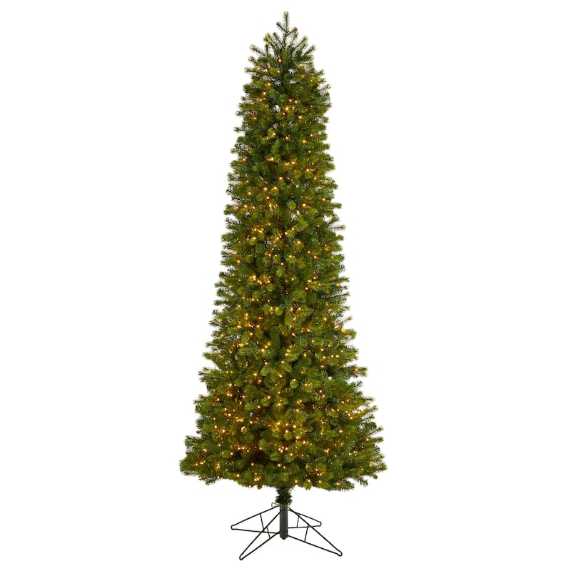 8.5ft. Slim Mountain Spruce Artificial Christmas Tree with 900 Warm White Micro LED Lights & Remote - Elegant Tall Display