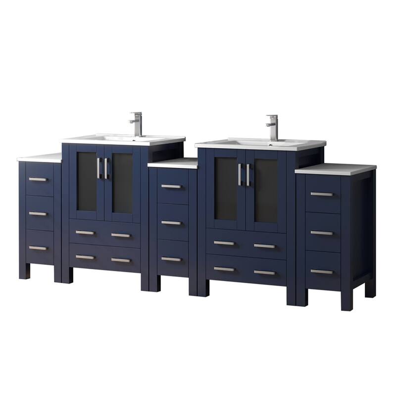 Volez Bath Vanity with Side Cabinets, Ceramic Top & Sink