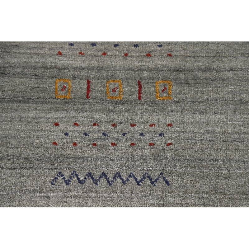 Grey Tribal Gabbeh Indian Area Rug Hand-Knotted Wool Carpet - 8'3"x 9'9"