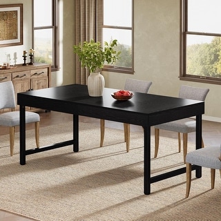 Farmhouse Dining Table, 55 Inches Industrial Rectangular Kitchen Dinner ...