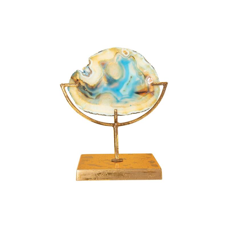 Decorative Agate Stone Slice on Metal Stand