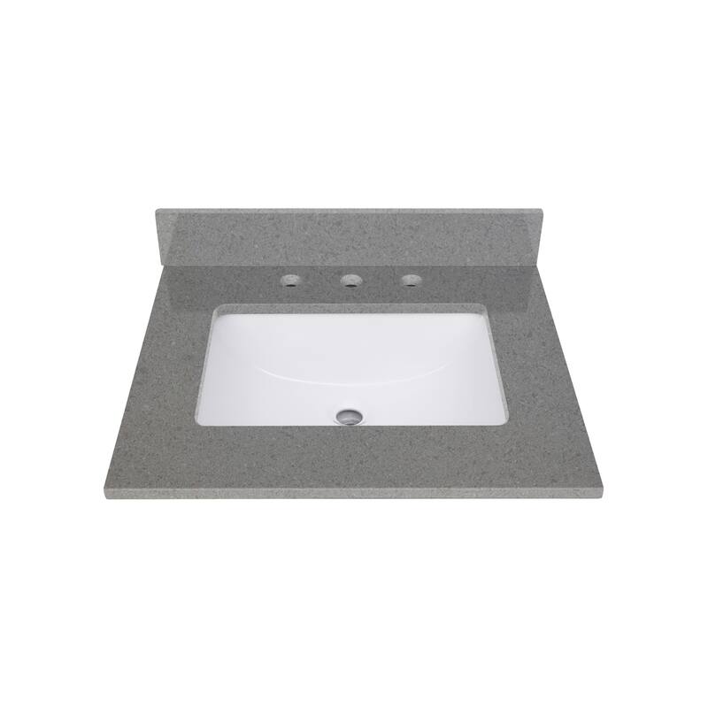 Avanity Quartz Vanity Top with Rectangular Undermount Sinks - 25" Single Sink - Contrail Matte