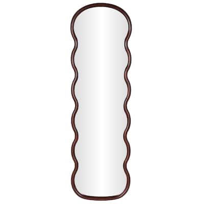 Wood Abstract Wavy Wall Mirror - Dark Brown - Roche River Decor