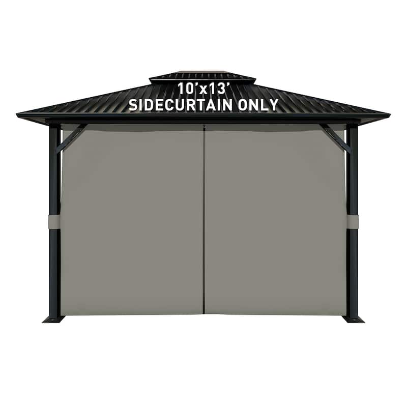 Aoodor Gazebo Curtain Replacement - Universal 4-Panel Sidewalls 10' x 13', Curtain Only - 10'x13' - Grey