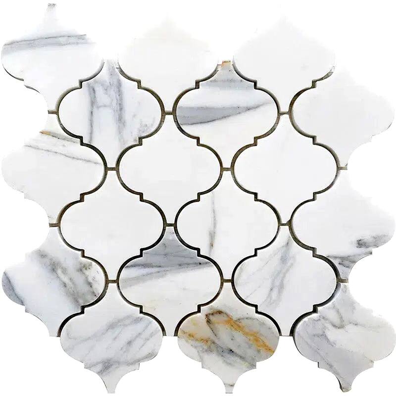 Apollo tile 11 x 11 Marmor Polished White Calacatta Marble Tile (5.35 sq ft/case) - 5 Pack
