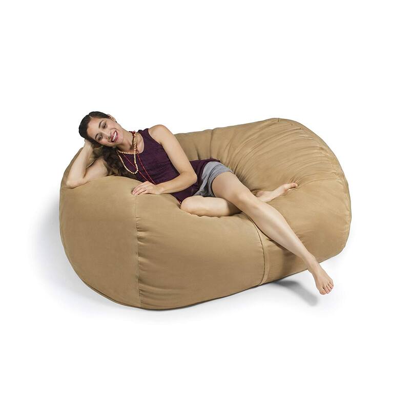 Jaxx 5.5 Foot Lounger Bean Bag Loveseat For Adults - Microsuede - Camel