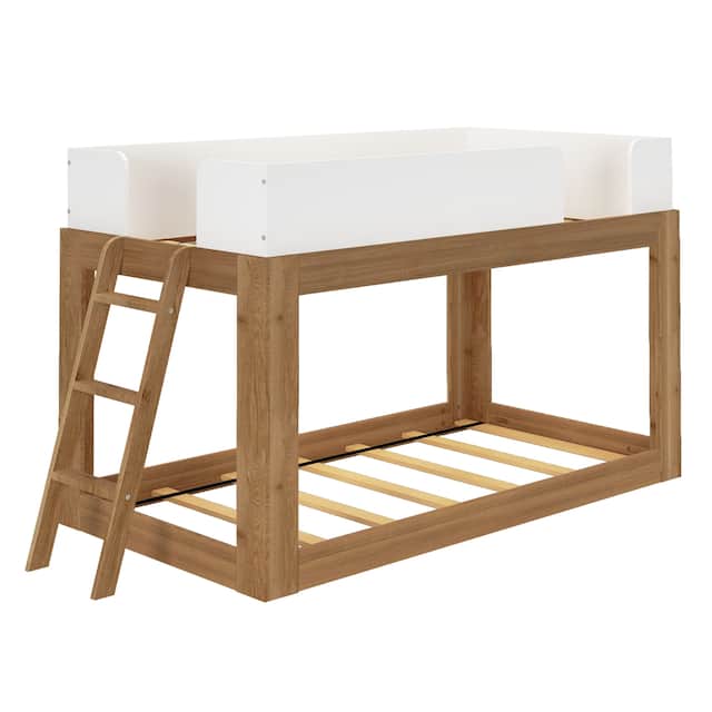 Max and Lily Mid-Century Modern Twin over Twin Low Bunk Bed