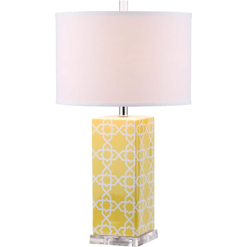SAFAVIEH Lighting Nichelle 27-inch Navy Quatrefoil Table Lamp (Set of 2) - 15Wx15Dx27H