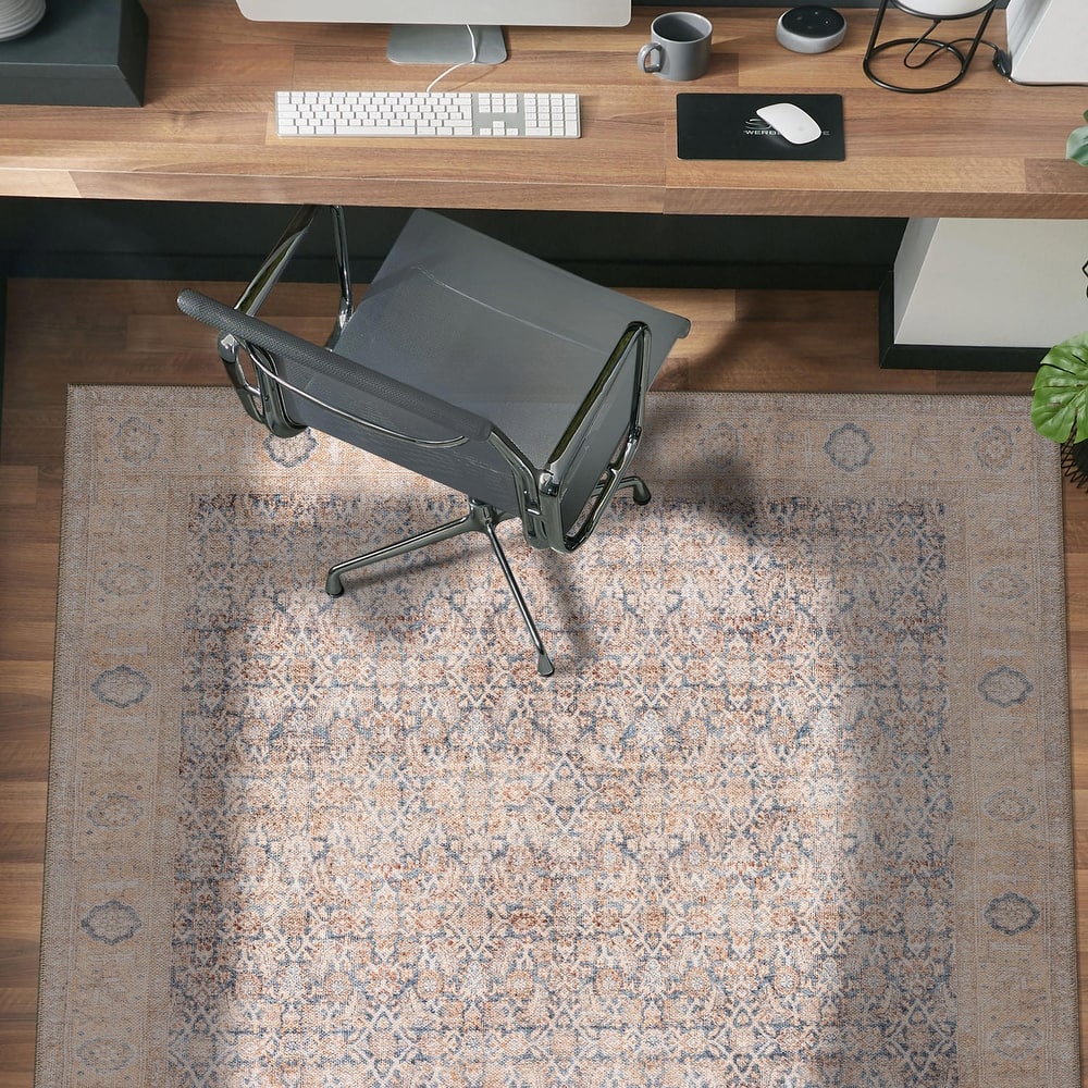 World Rug Gallery Vintage Washable Traditional Non-Slip Area Rug