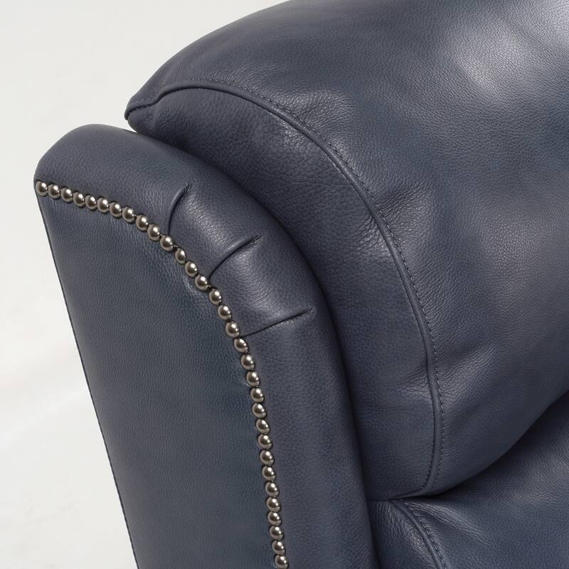 Genuine Leather Nailhead Trim Recliner Dual Power Home Theatre Power Recliner Chair with USB Port