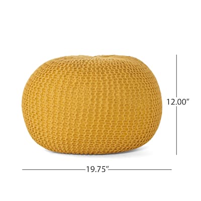 Bordeaux Knitted Cotton Round Pouf,Comfortable choice, multiple functions, classic design, and cozy corners