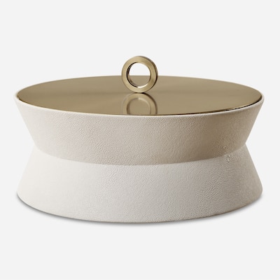 Uttermost Luxe White Shagreen Round Box - 5.5'' H X 10'' W X 10'' D