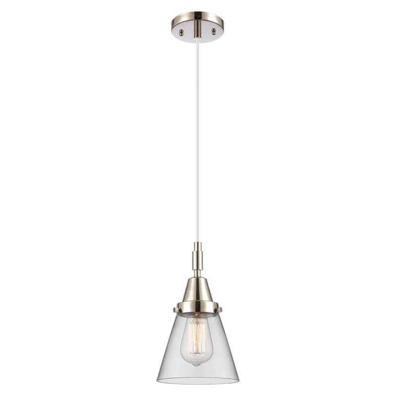 Innovations Lighting Downtown Urban - Caden Cone - 1 Light 6" Cord Hung Mini Pendant - Clear Shade/Polished Nickel