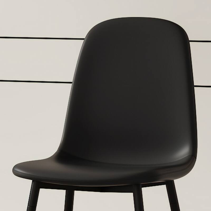 Roomfitters Mid-Century Modern Dining Chairs with Spoon Back and Black Metal Legs, Upholstered Set of 4, Black