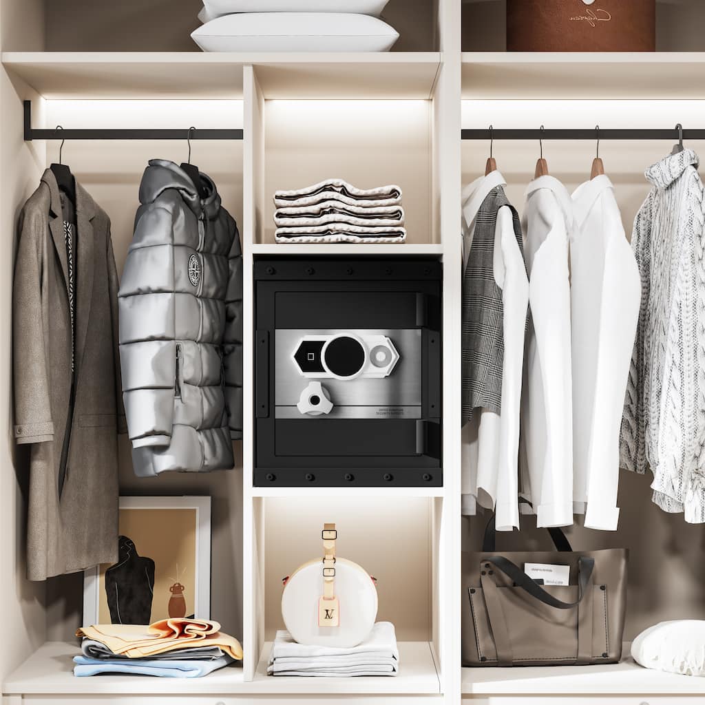 Roomfitters 20.4 Inch Biometric Security Safe with Fingerprint Lock and Hidden Compartment, Carbon Steel, Black