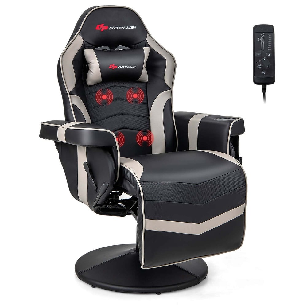 Goplus Massage Gaming Recliner Height Adjustable Racing Swivel Chair - See Details