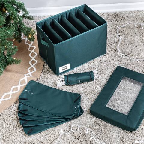 Green Polyester Holiday Light Storage Box