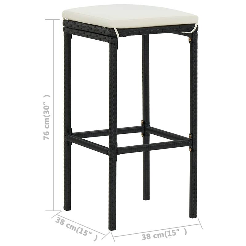 vidaXL 3 Piece Patio Bar Set with Cushions Black
