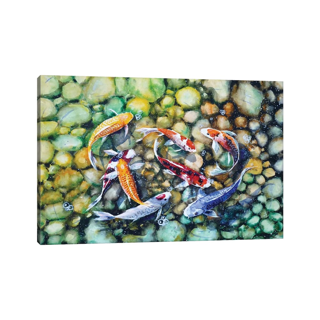 iCanvas "Eight Koi Fish Playing With Bubbles" by Zaira Dzhaubaeva Canvas Print
