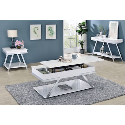 Cas Modern White 3-piece Coffee Table Set by Furniture of America