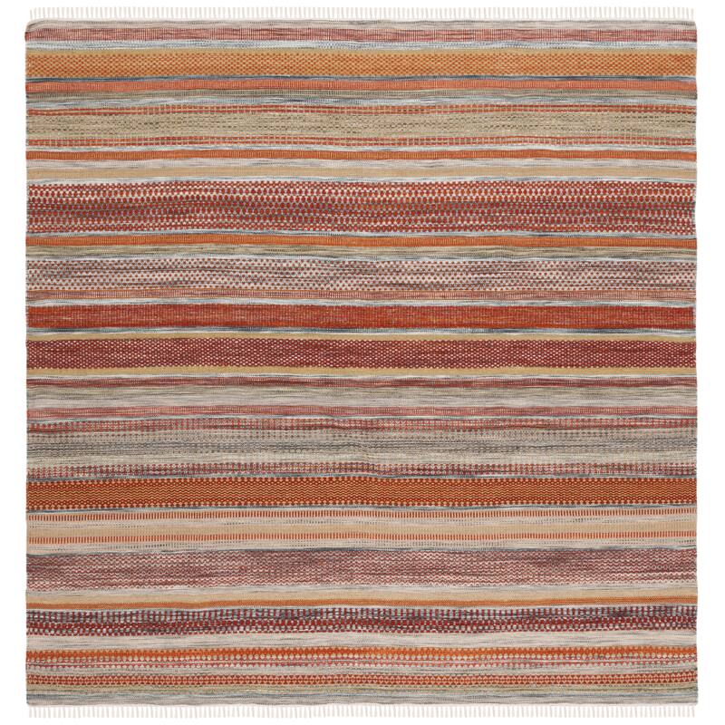 SAFAVIEH Handmade Striped Kilim Karissa Stripe Wool Rug with - 7' Square - Beige