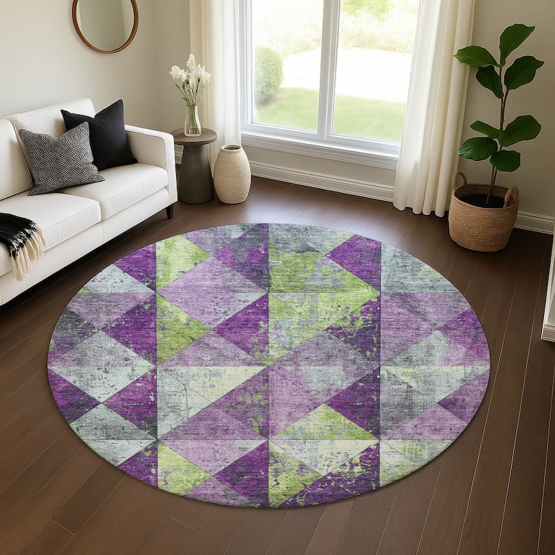 Premium Washable Super Soft Diamond Mosaic Mayfield Rug - Purple - 8' x 8'