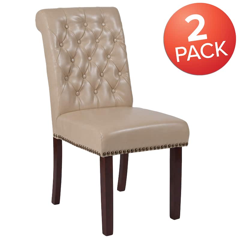 Parsons Rolled Back Accent Nail Trim Chairs (Set of 2) - 18.5"W x 27.5"D x 39.75"H