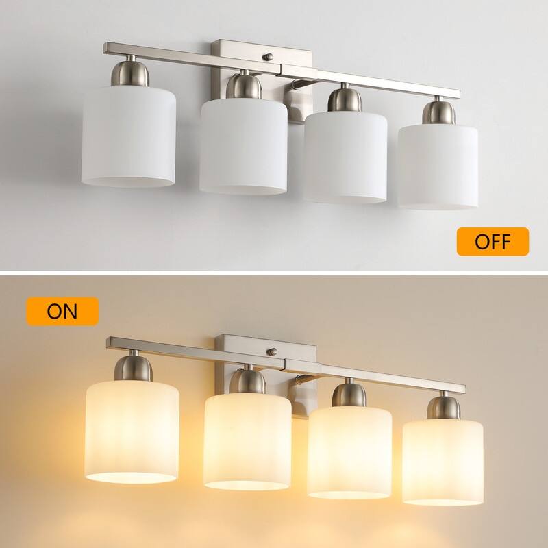 Modern Bathroom Vanity Light With Frosted Milk Glass Shades