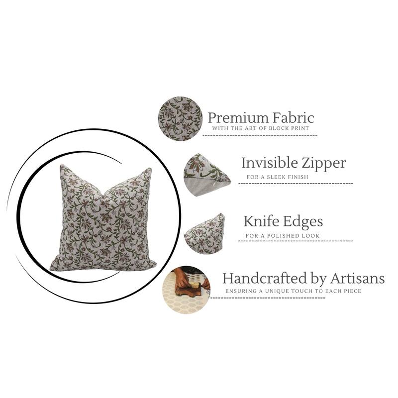 Fabdivine Linen Farmhouse Block print pillow Cover