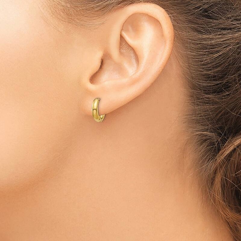 Curata 14k Yellow Gold Polished 3x12mm Hinged Huggies Hoop Earrings