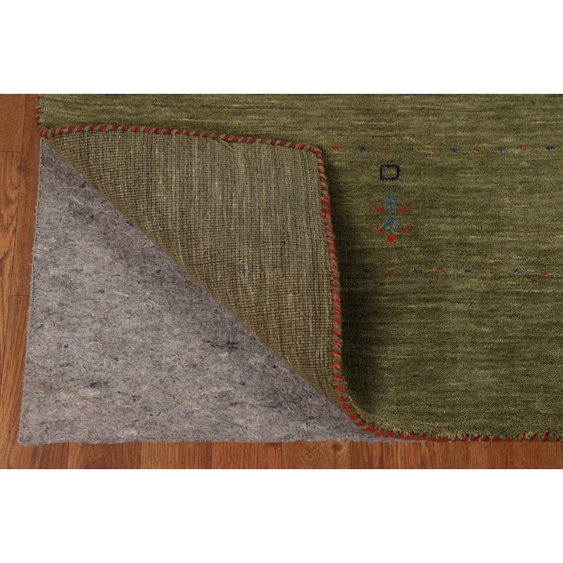 Tribal Green Gabbeh Oriental Area Rug Handmade Wool Carpet - 8'1"x 10'1"