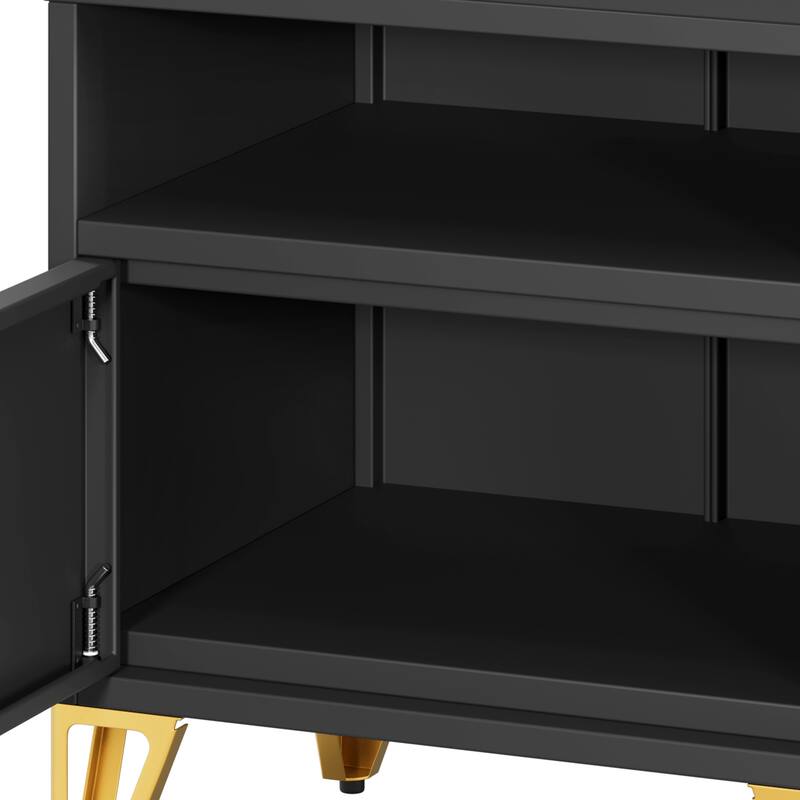 Moasis Set of 2 Black Nightstand with Embedded USB & AC Charging Station