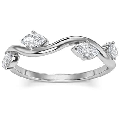 1/2Ct Marquise Diamond Wedding Vine Stackable Ring in White Yellow or Rose Gold