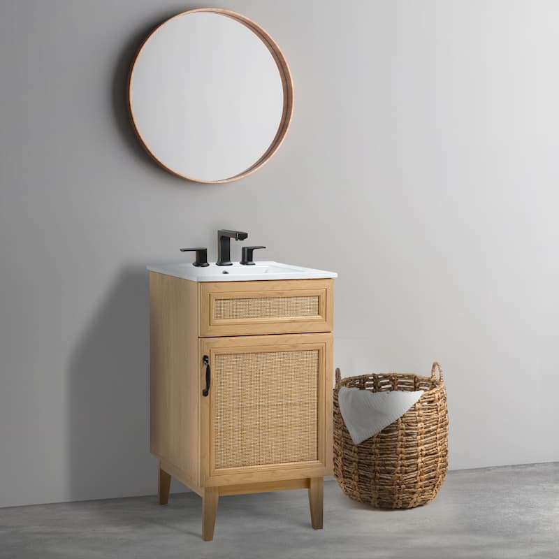 Ancillary Rattan Modern Farmhouse 2-Shelf Bath Vanity Cabinet Only (Sink Basin not Included), by JONATHAN Y