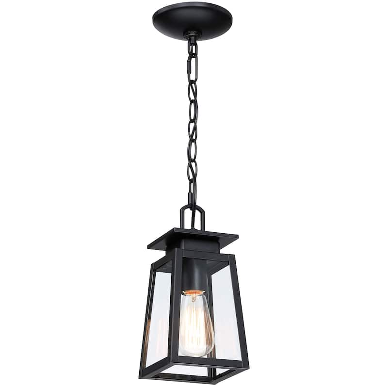 1-Light Black Outdoor/Indoor Pendant - 5"x5"x10.43" - 5"x5"x10.43" - Matte Black