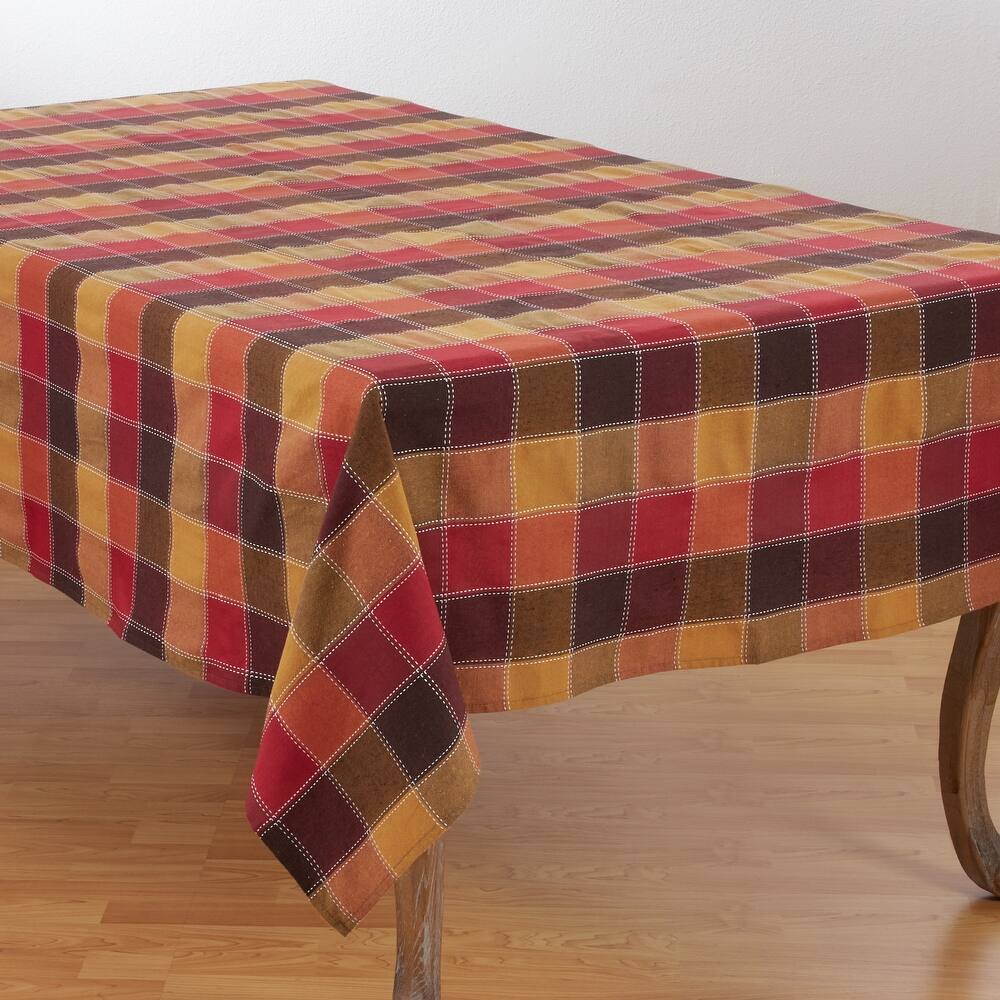 Stitched Design Plaid Tablecloth