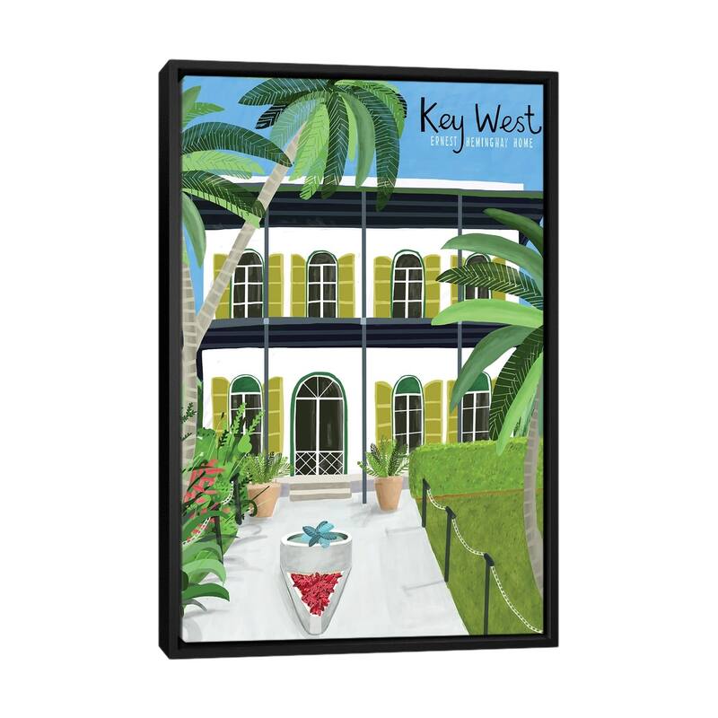 iCanvas "A Key West Hemingway" by Carla Daly Framed Canvas Print - Black - 48x32