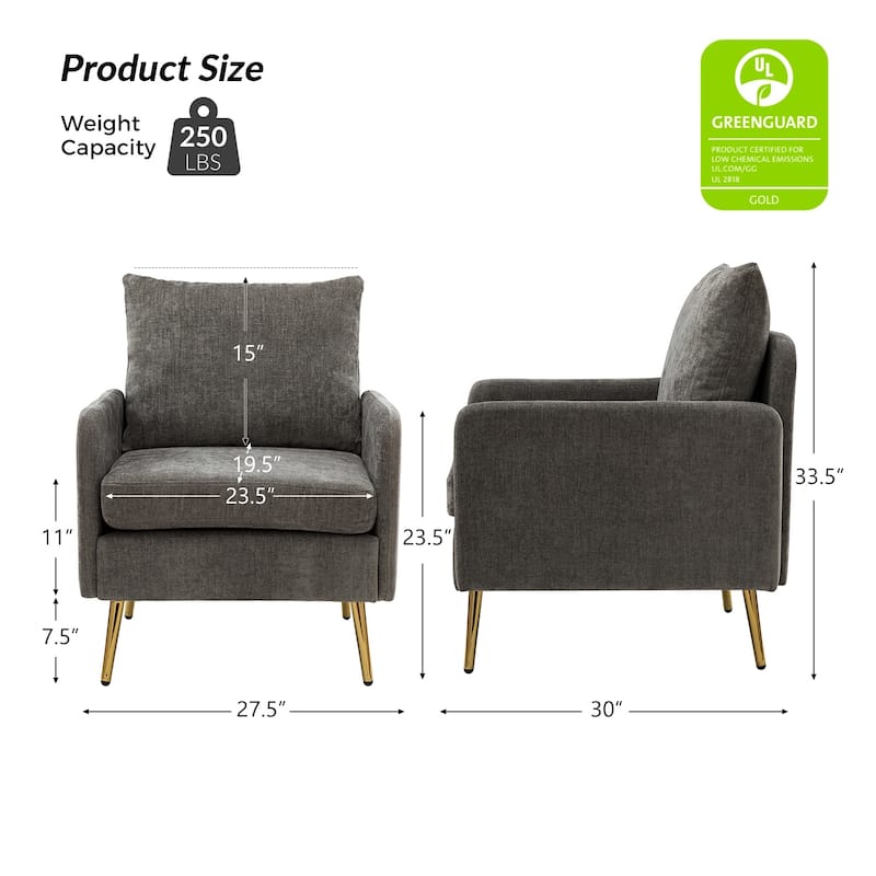 Narycia Upholstered Modern Arm Chair with Removable Cushions Set of 2 by HULALA HOME