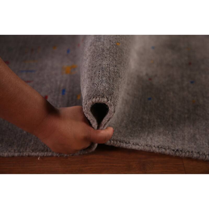Gray Gabbeh Indian Area Rug Handmade Tribal Wool Carpet - 8'3" x 10'0"