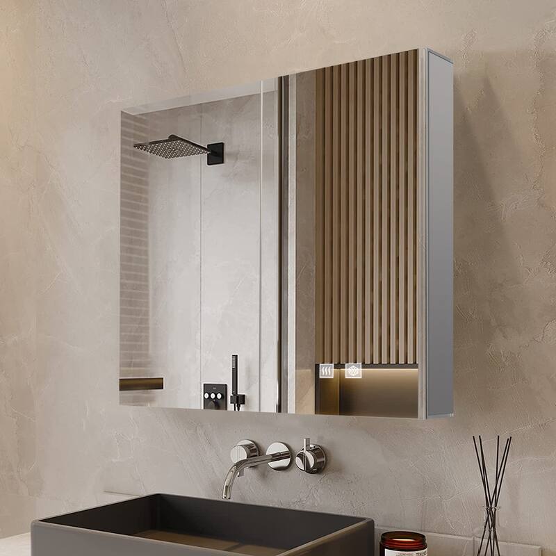 Corsica Surface-Mount LED Mirror Medicine Cabinet with Defogger - 24 in W x 30 in H
