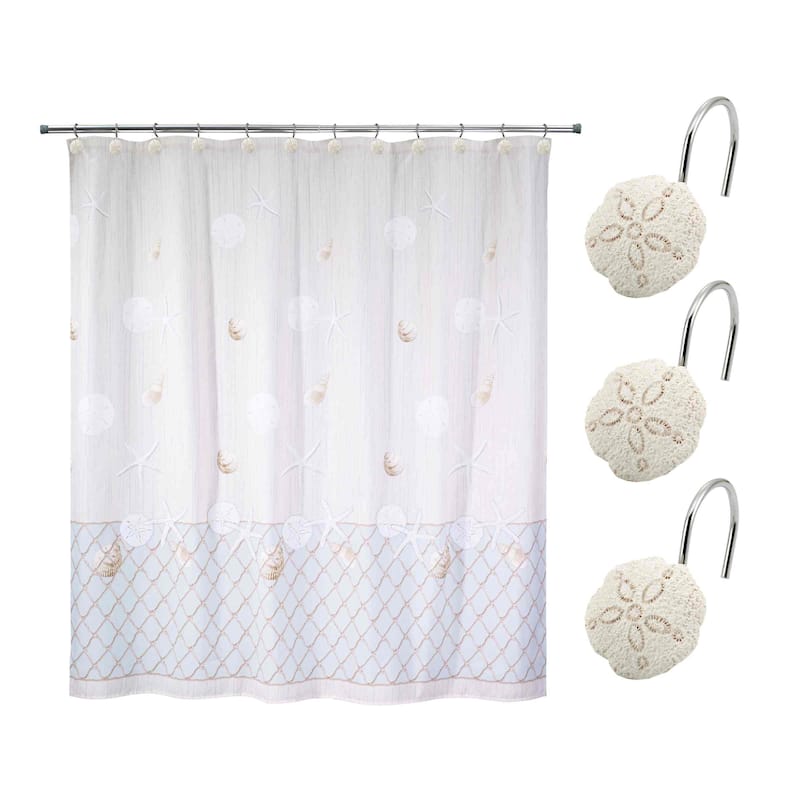 Avanti Linens Seaglass 13-Piece Shower Curtain & Hook Set